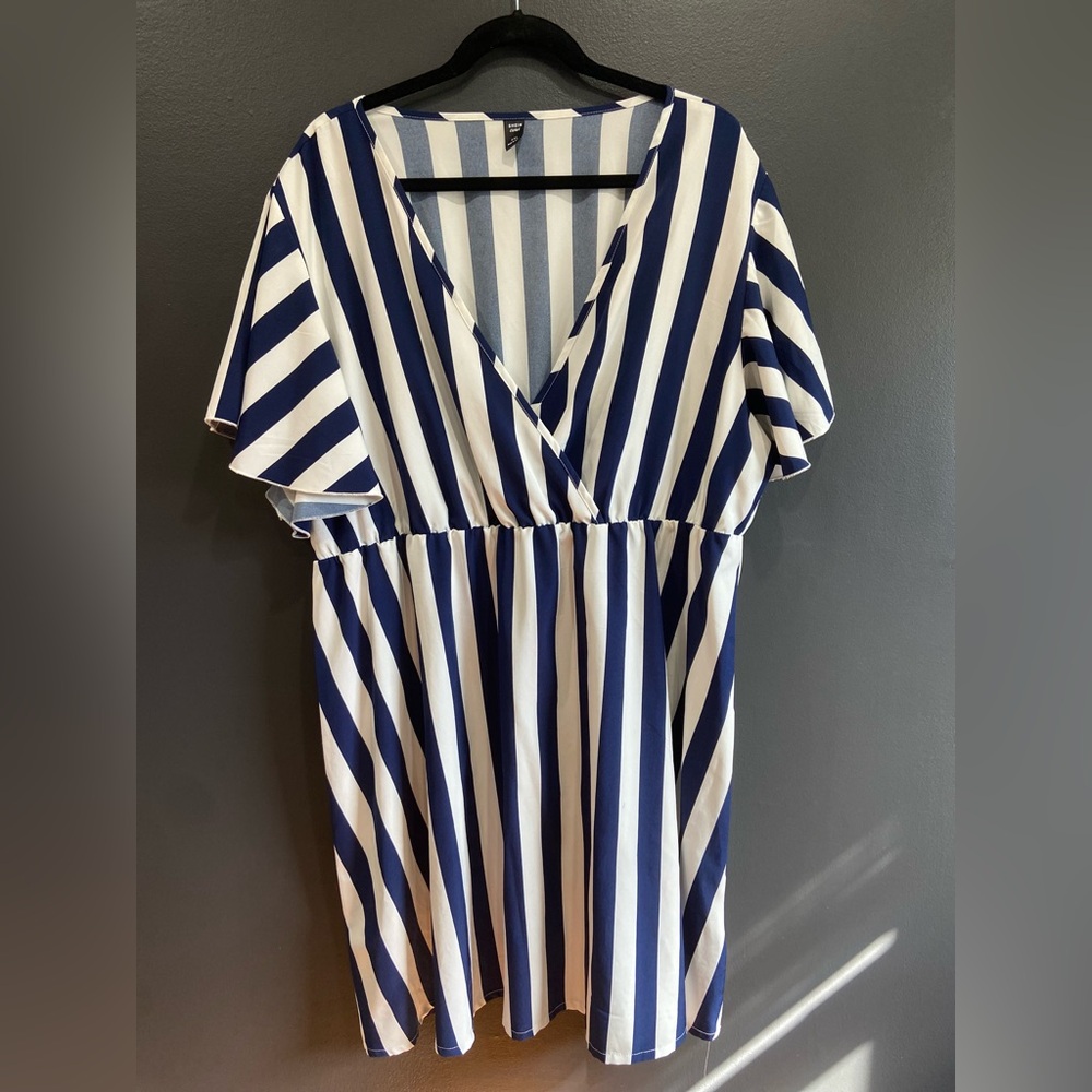 SHEIN Curve Blue and White Striped Dress
